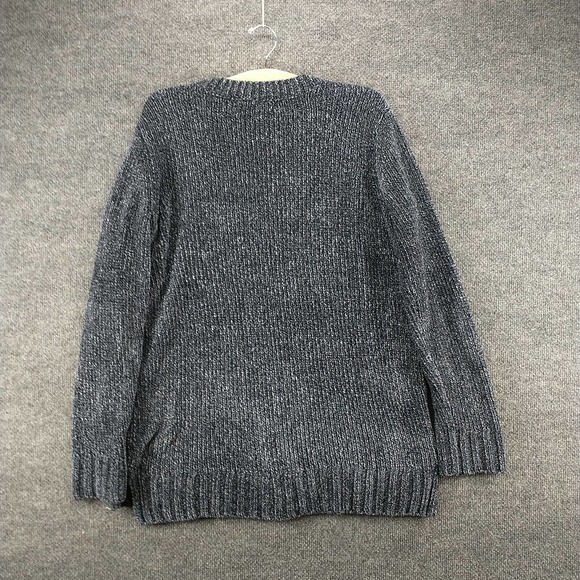 Orvis Women's Pullover Marled Knit Sweater Blue Medium V-Neck Ribbed Hem - Picture 5 of 12